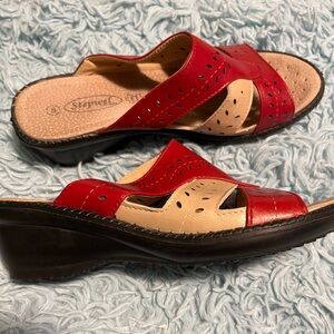 Women's Red and Cream Sandals